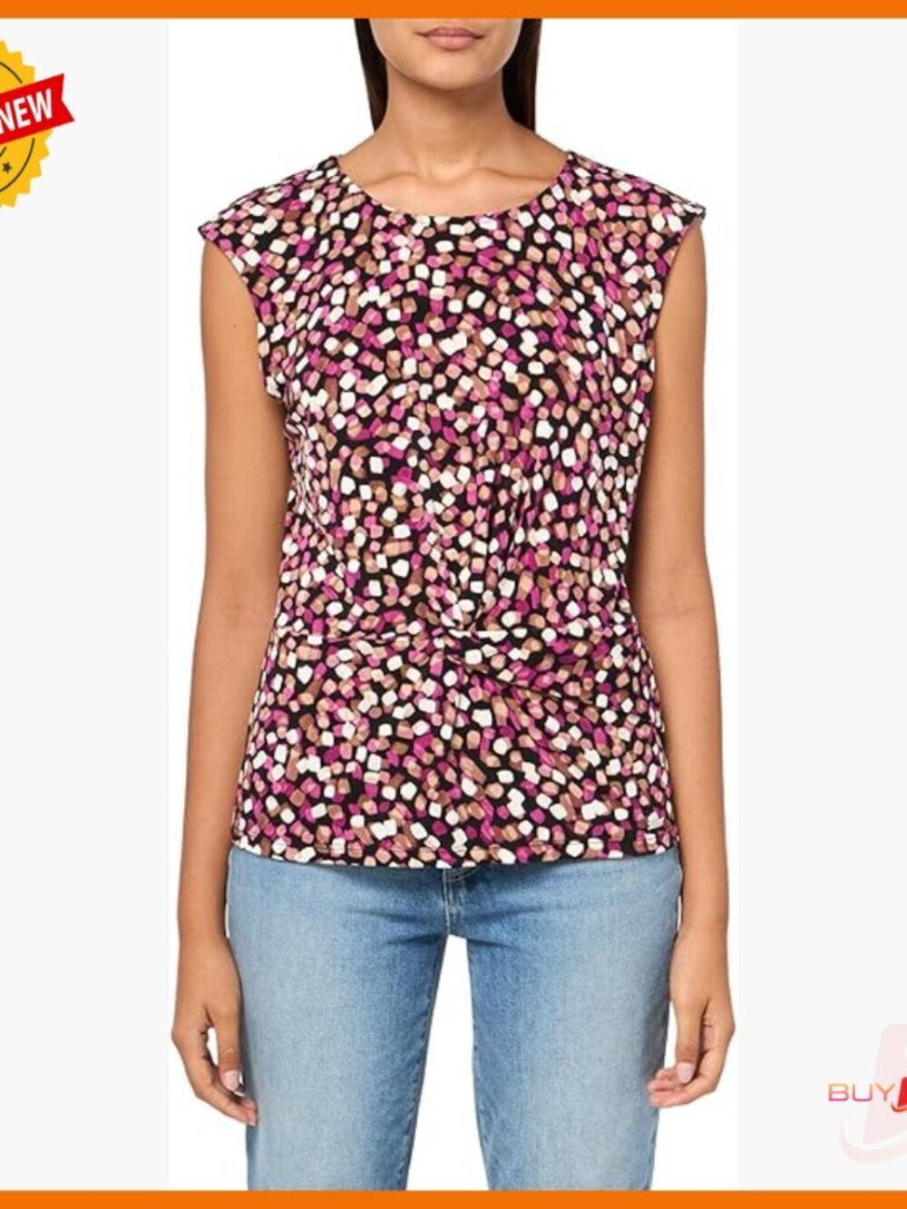 Textured Knit Sleeveless Blouse Regular Fit Polyester Blend Tank Top